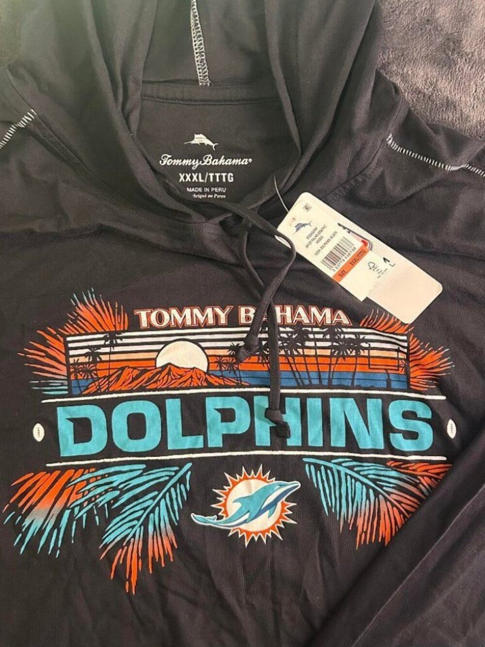 Tommy Bahama Dolphins Hoodie XXXL Black Palms Graphic